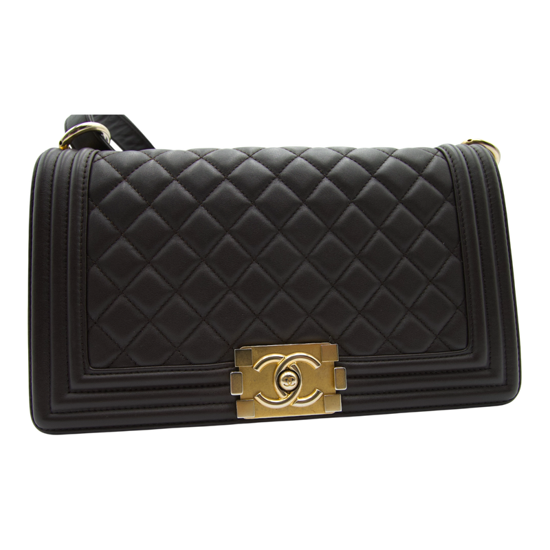 Chanel Boy Bag Medium Quilted Chocolate Brown