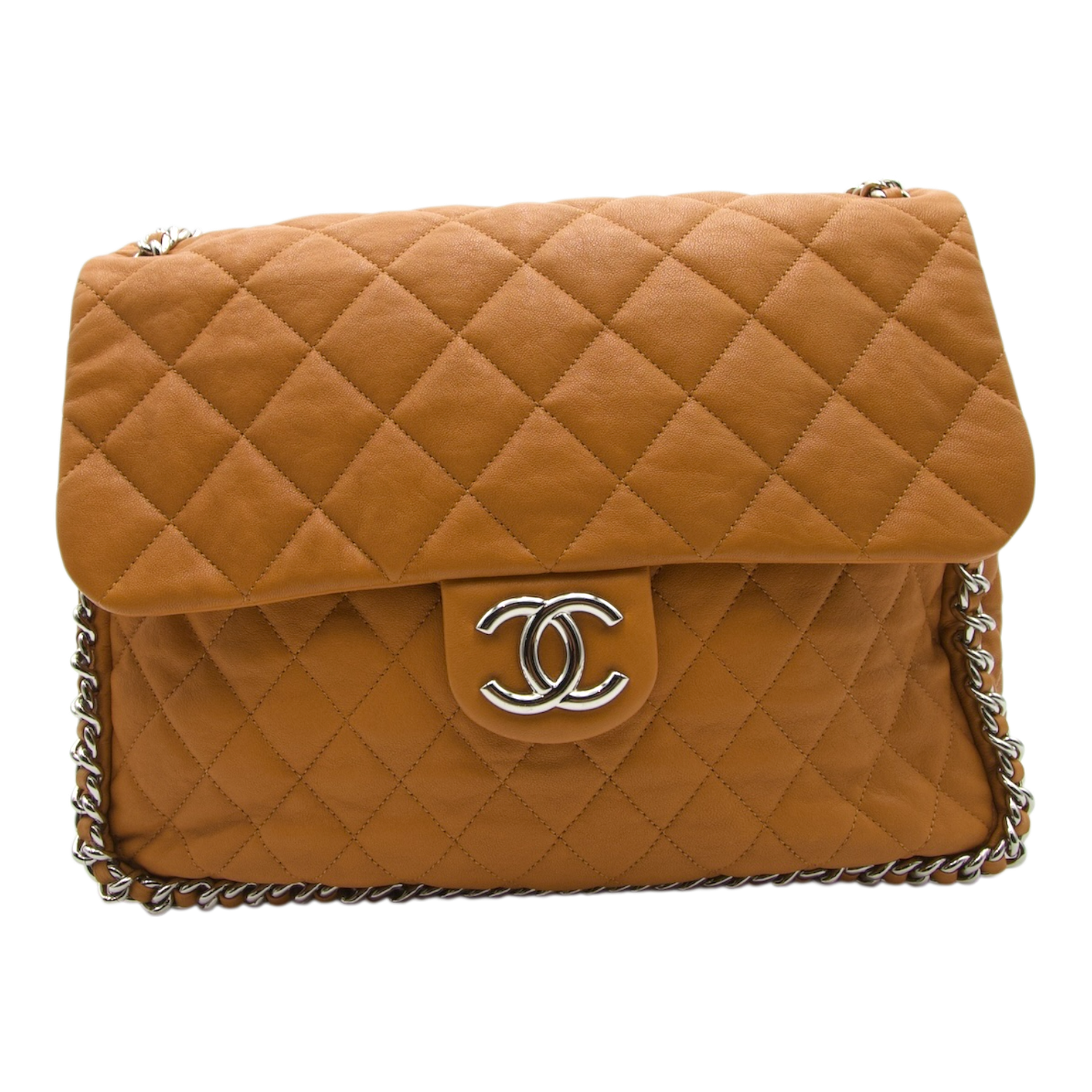 Chanel Chain Around Maxi Flap Honey Beige