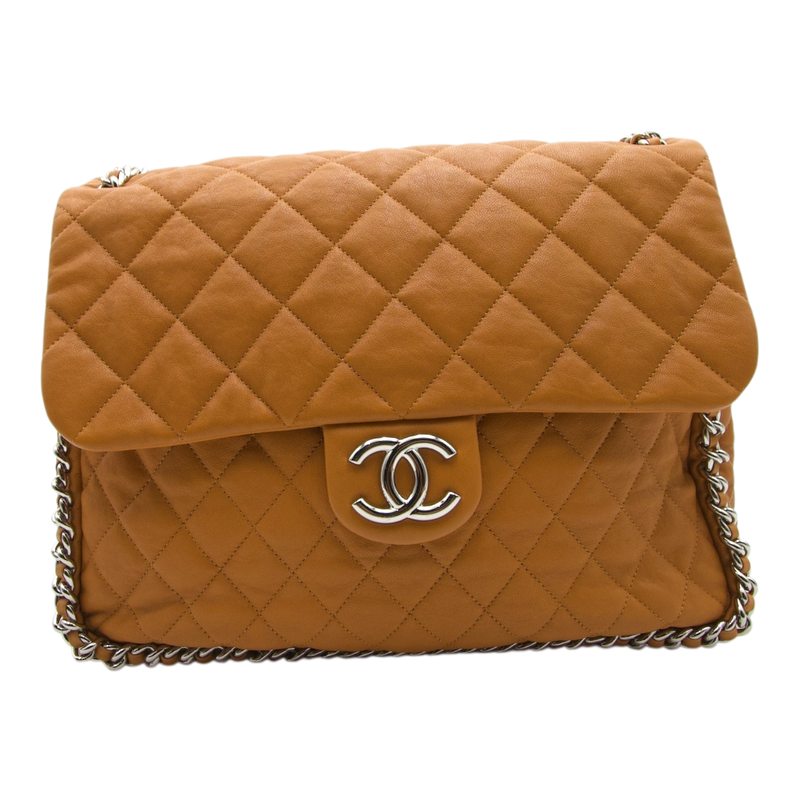 Chanel Chain Around Maxi Flap Honey Beige
