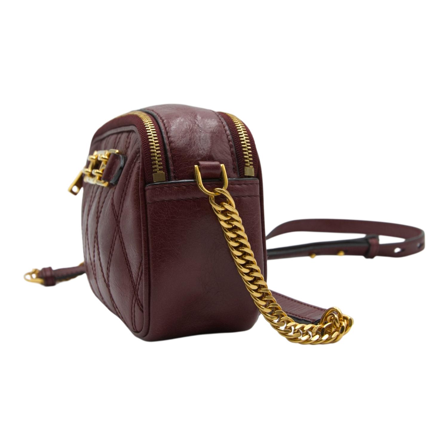 Bally Maroon Leather Shoulder Bag