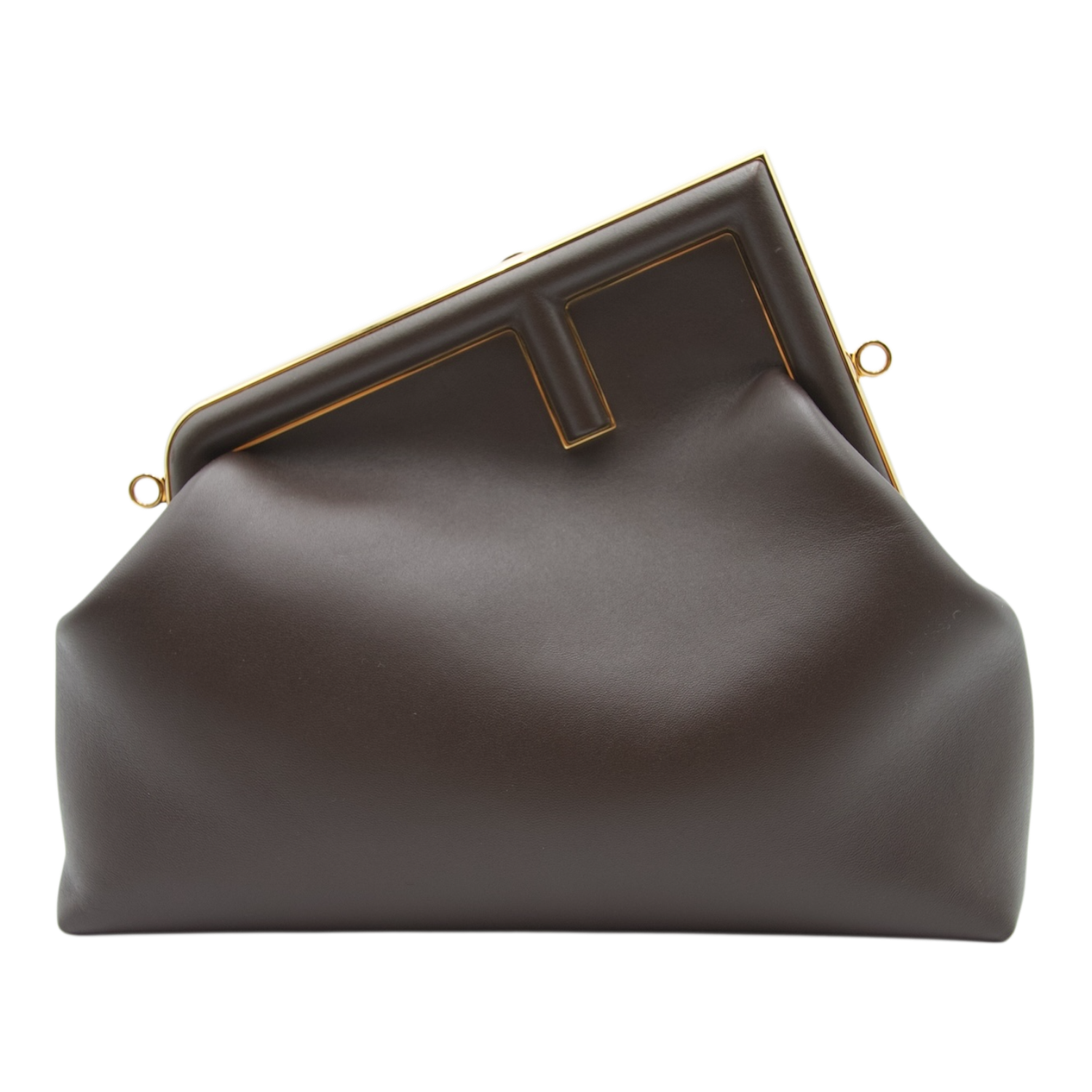 Fendi First Medium Clutch Bag Dark Brown