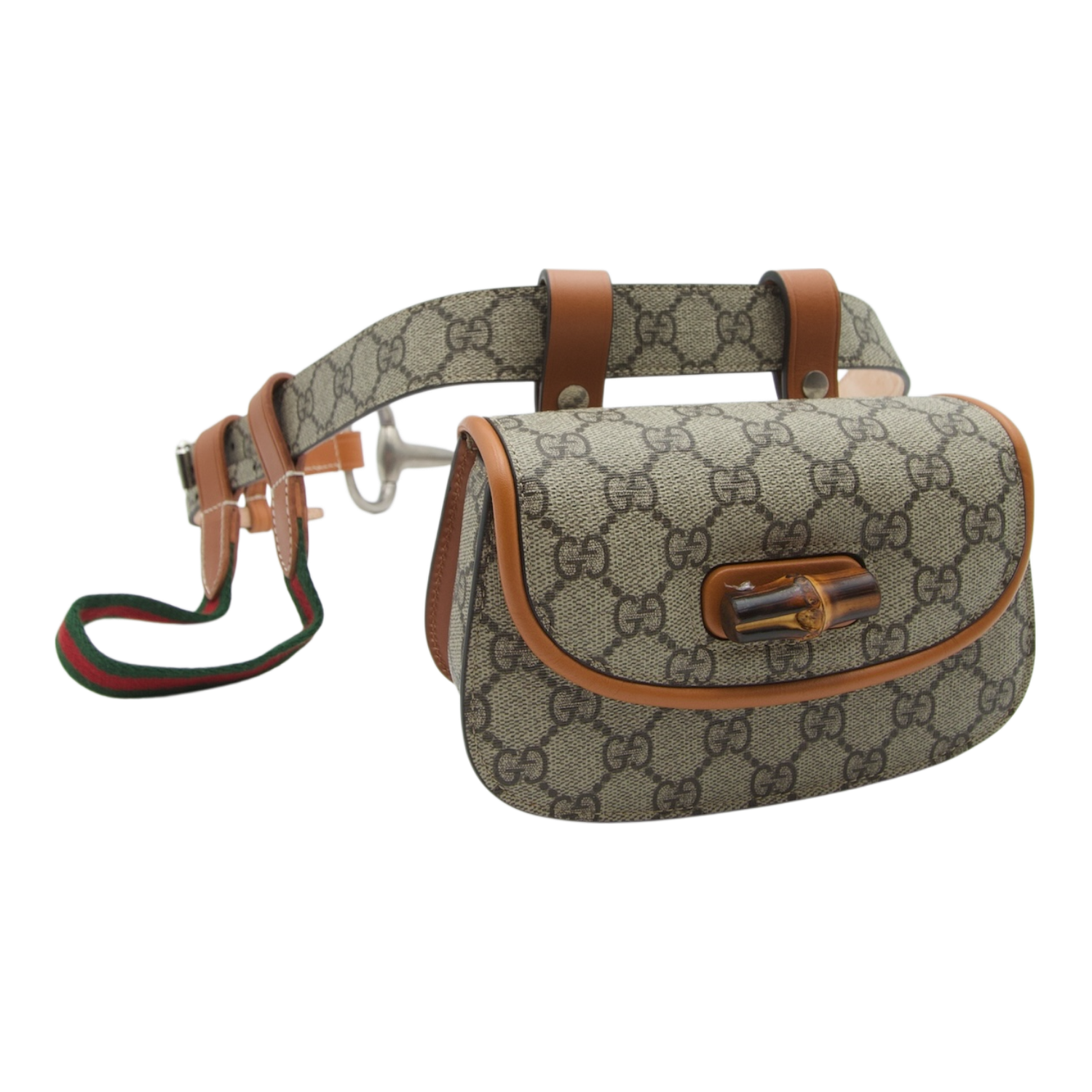 Gucci Vintage GG Supreme Bamboo Horsebit Belt Bag
