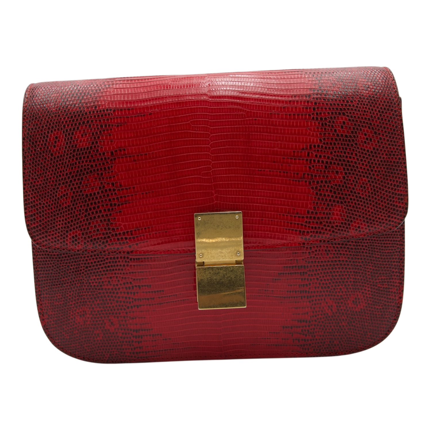 Celine Lizard Box Bag Exotic Red