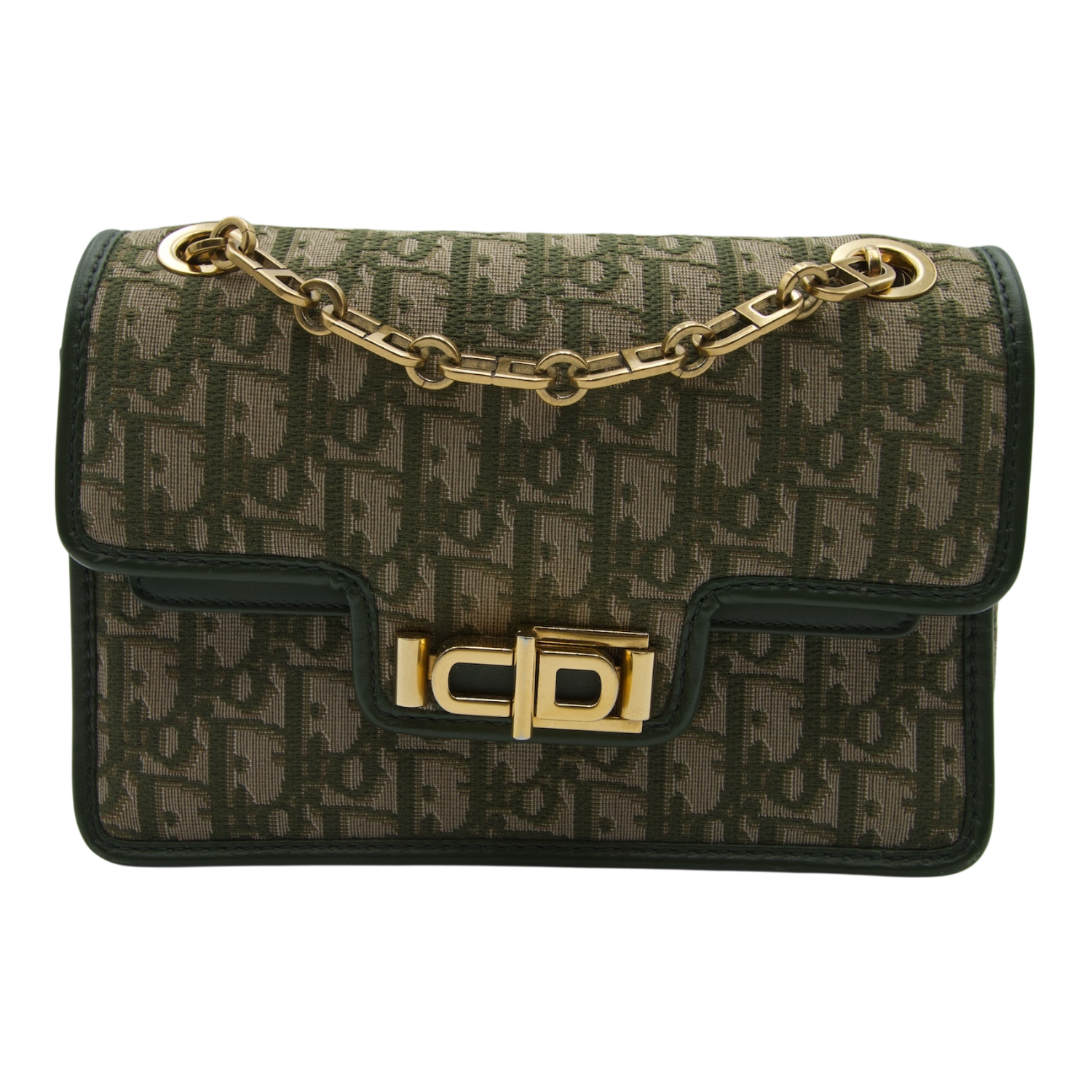 Dior Trotter Oblique Chain Shoulder Bag Green