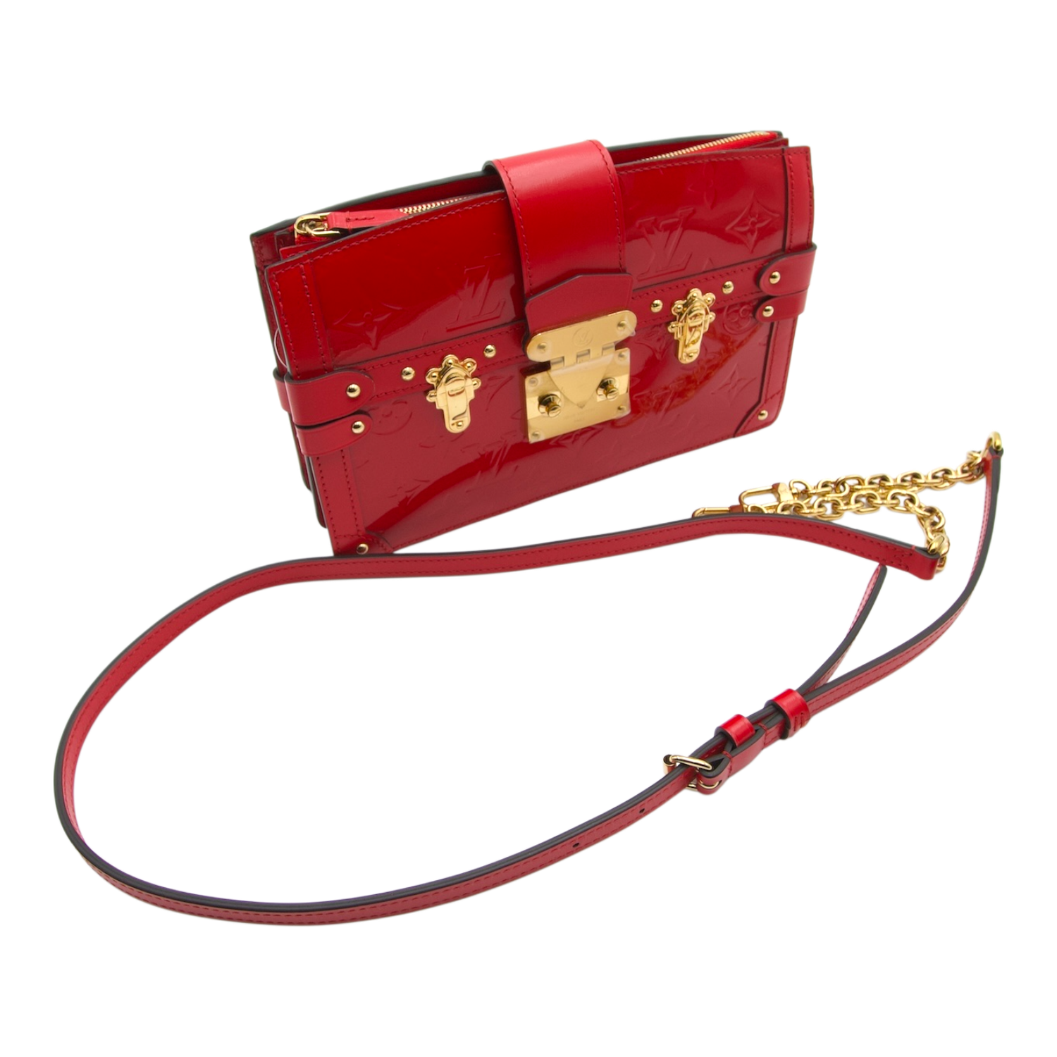 Louis Vuitton Vernis Trunk Clutch Crossbody Red
