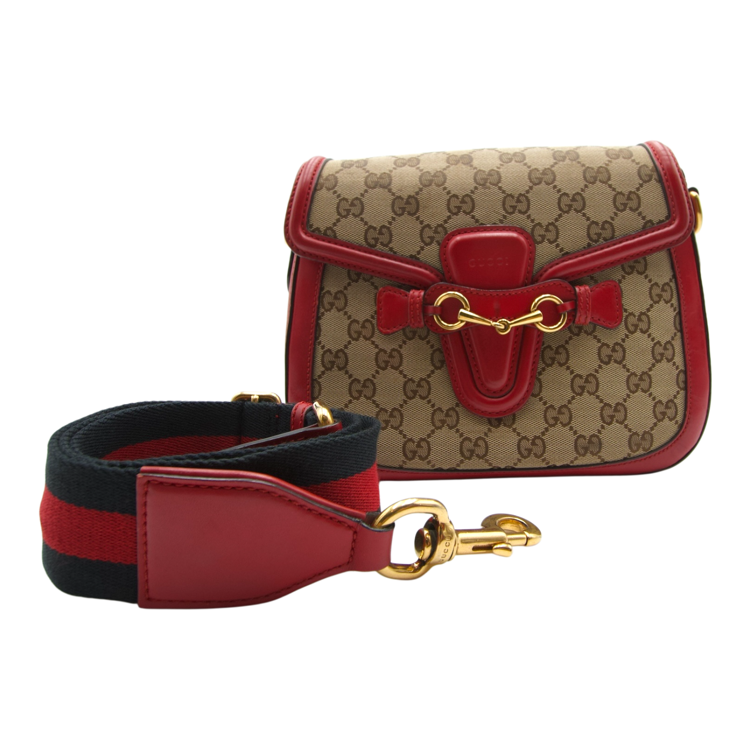 Gucci Lady Web Red Leather Shoulder Bag
