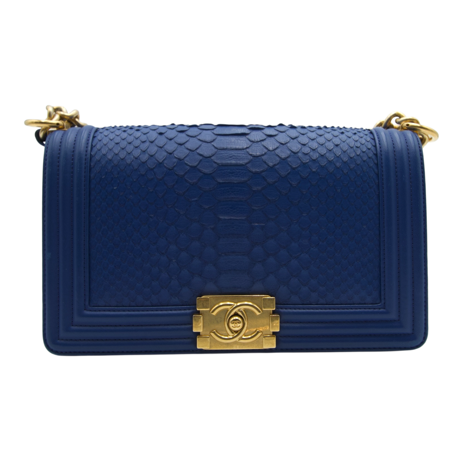 Chanel Python Medium Blue Boy Flap Bag