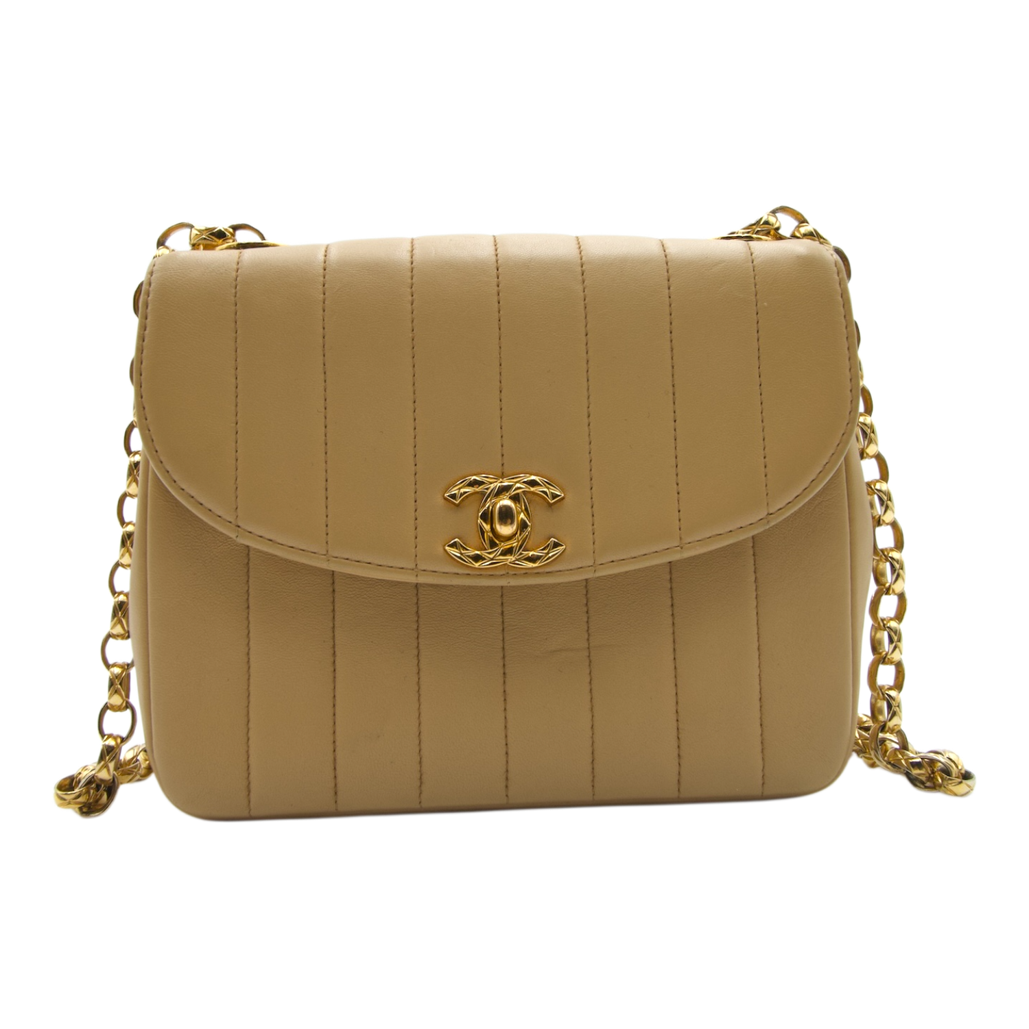 Chanel Mademoiselle Shoulder Bag Beige Bijoux Vintage