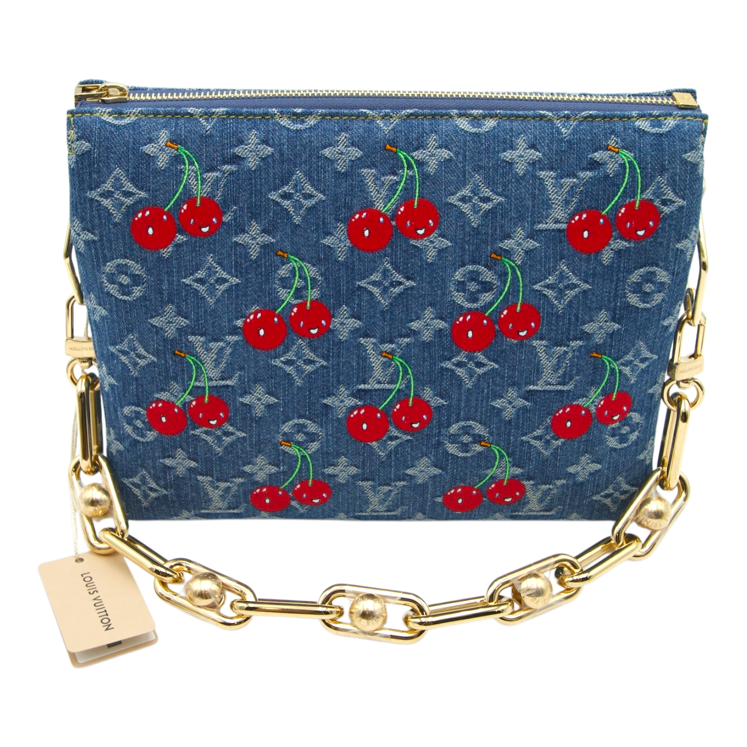 Louis Vuitton Murakami Cherries Denim Coussin