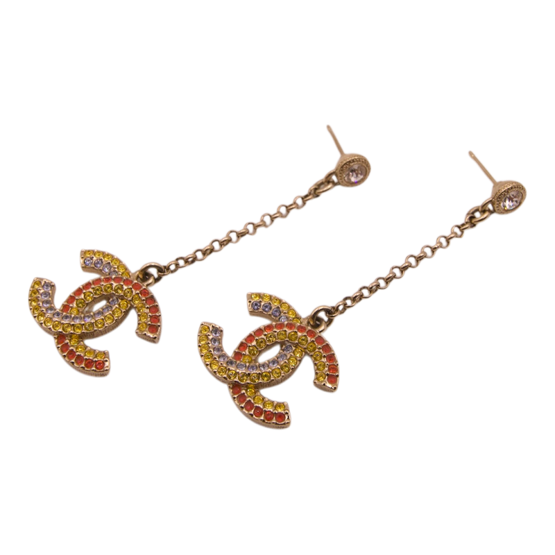 Chanel CC Drop Crystal Earrings  Multicolor