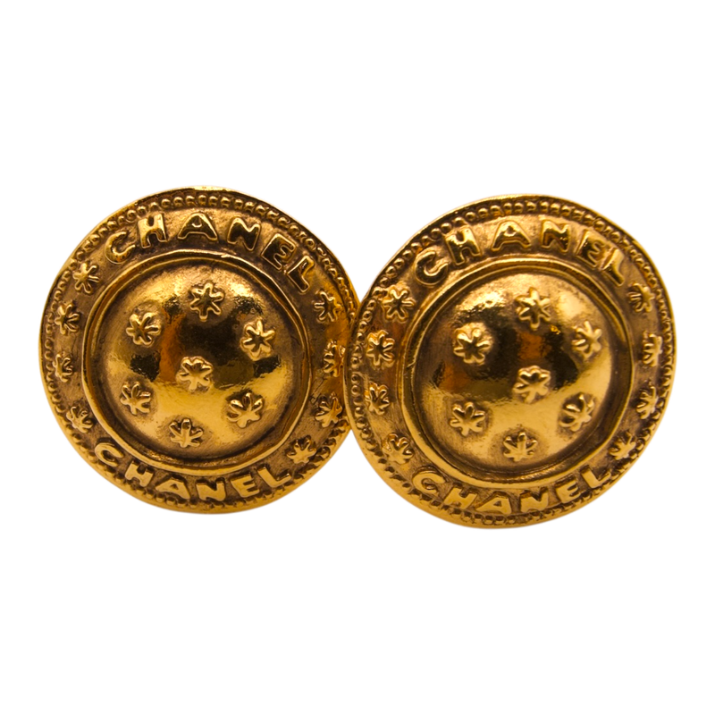 Chanel Vintage Dome Earrings Gold