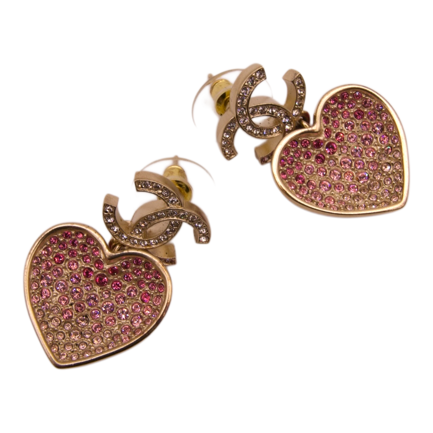 Chanel Heart Ombré Drop Earrings