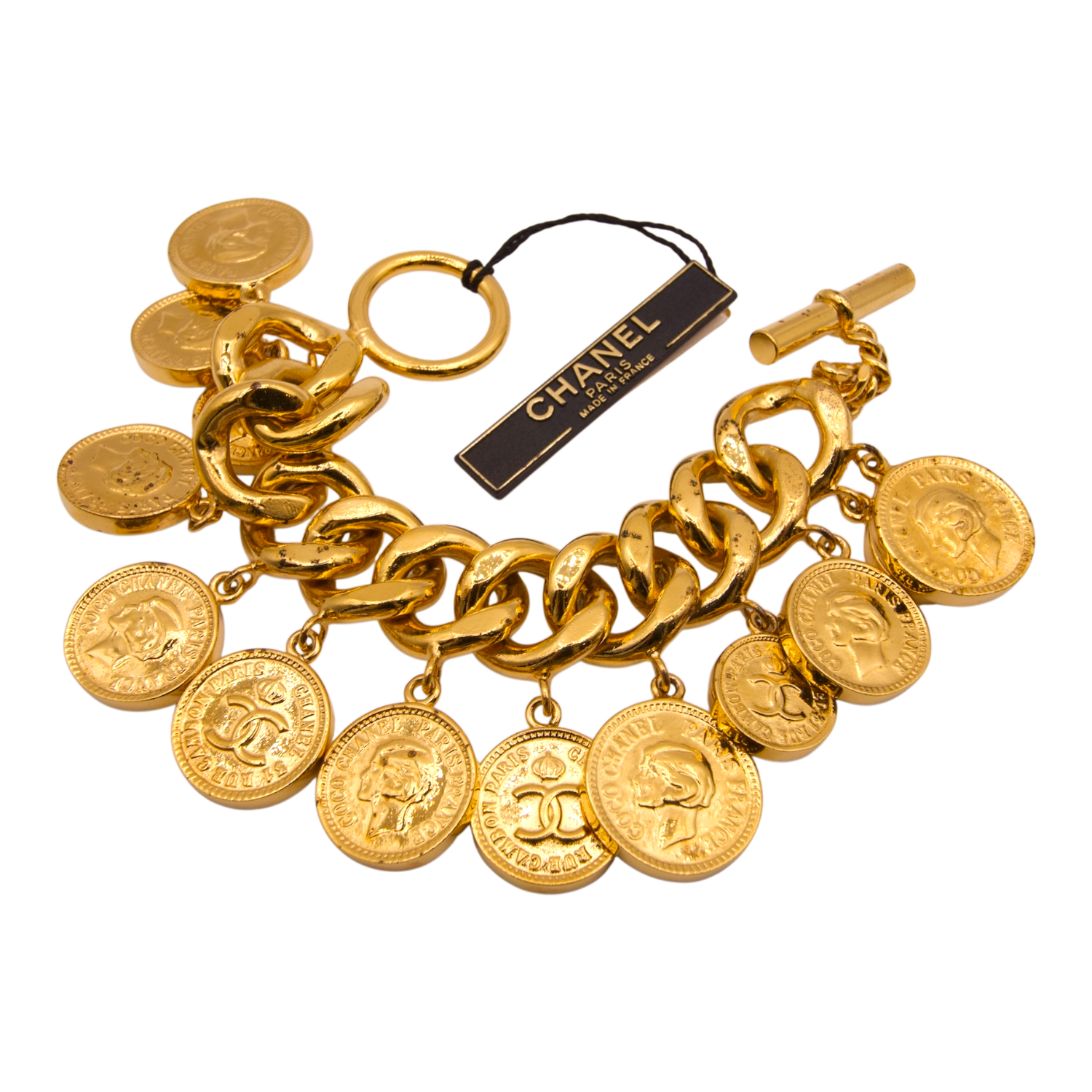 Chanel Coin Charm Bracelet Gold Plated