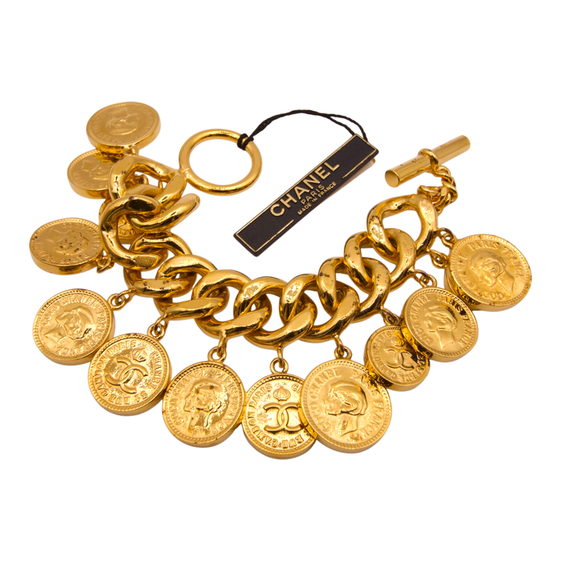 Chanel Coin Charm Bracelet Gold Plated