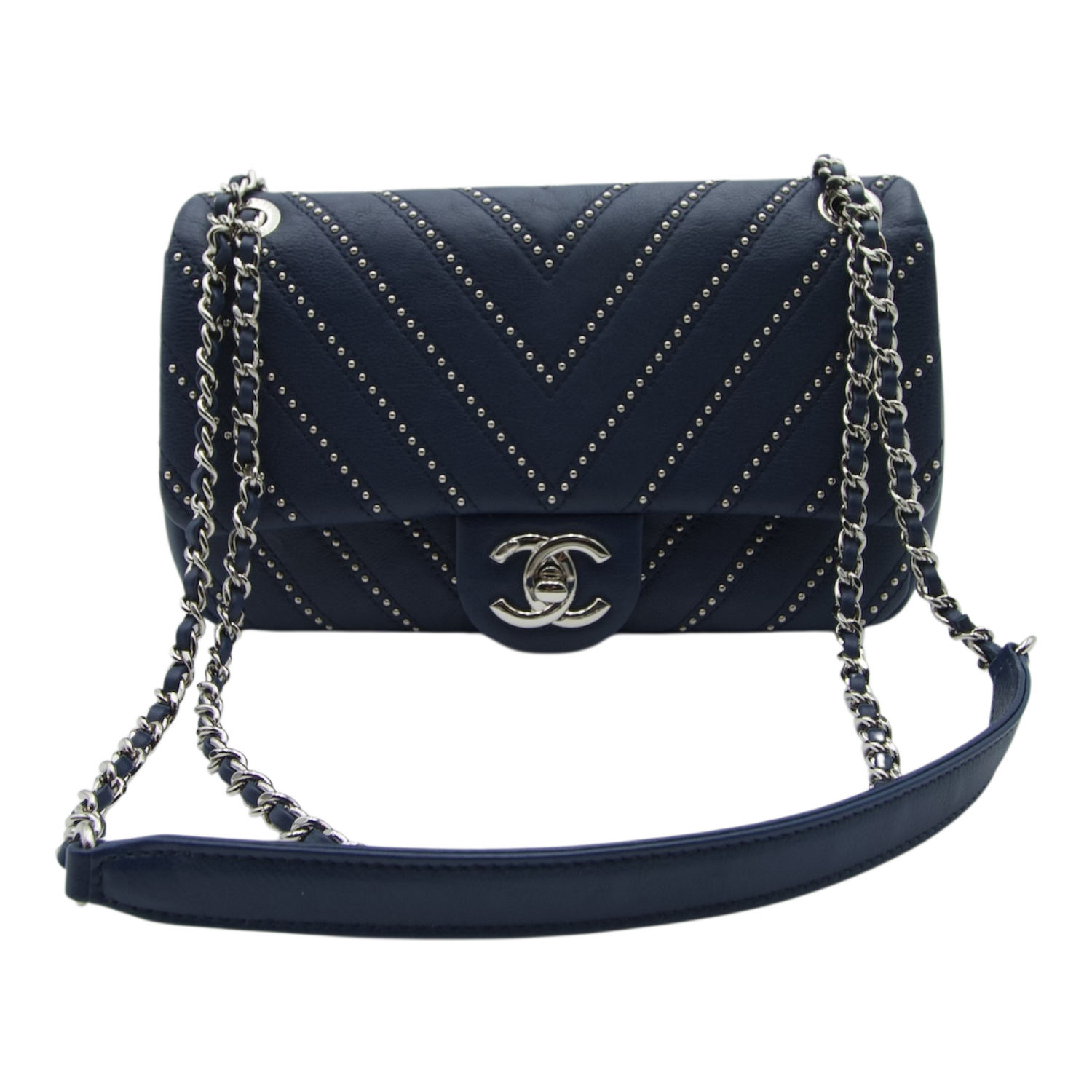 Chanel Chevron Studded Flap Bag Medium