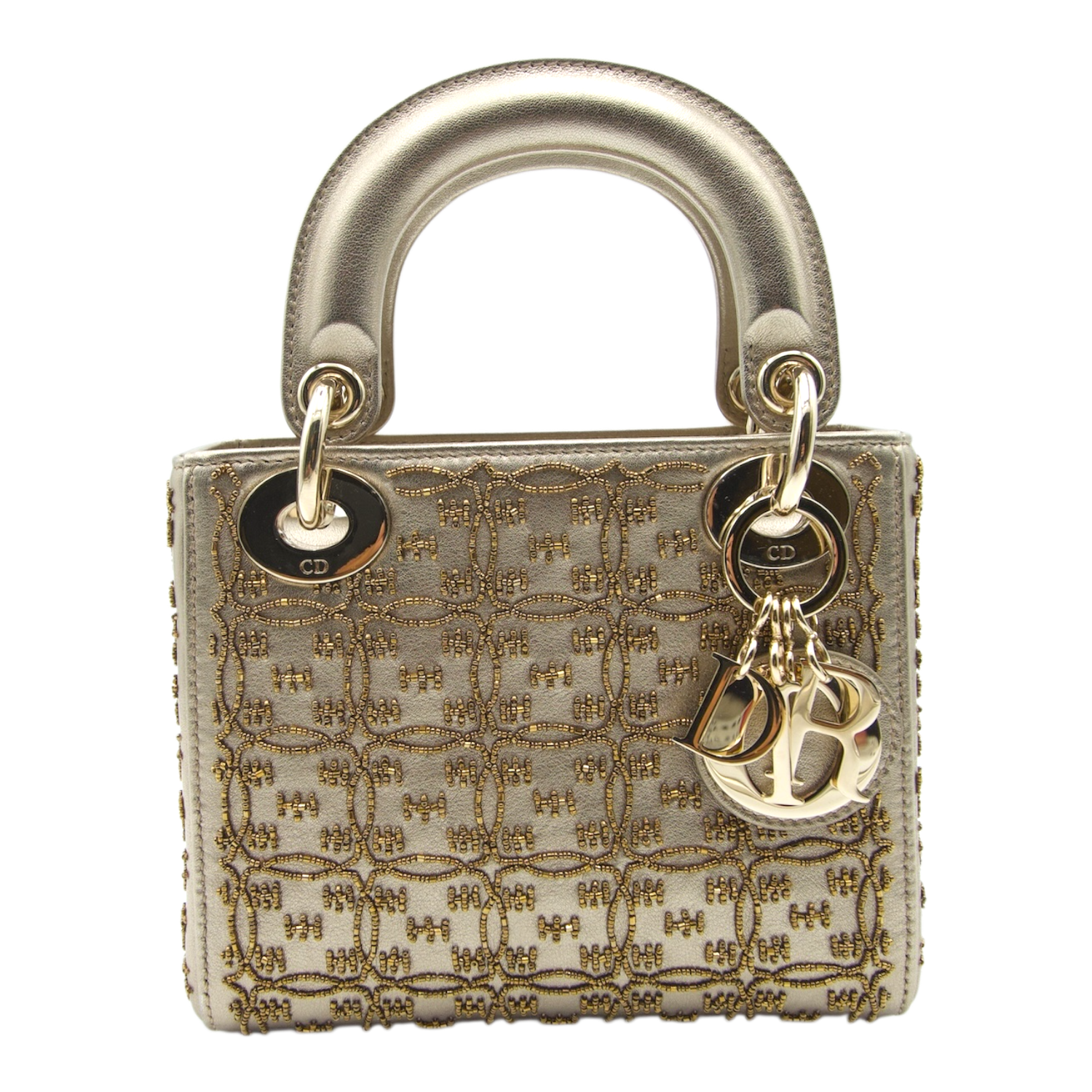 Dior Lady Dior Mini Gold Beaded Lambskin