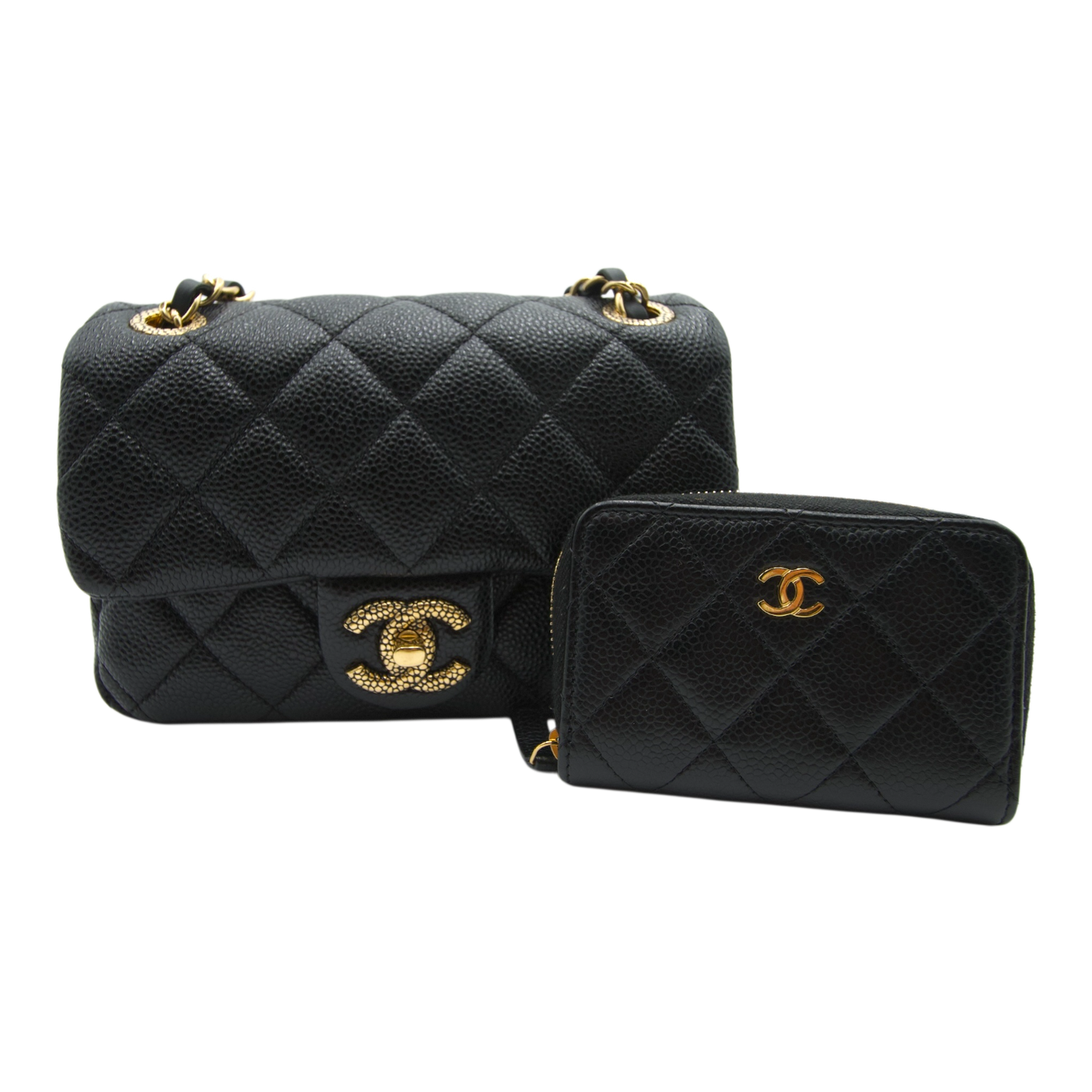 Chanel Caviar Crossbody Bag Black Gold Hardware