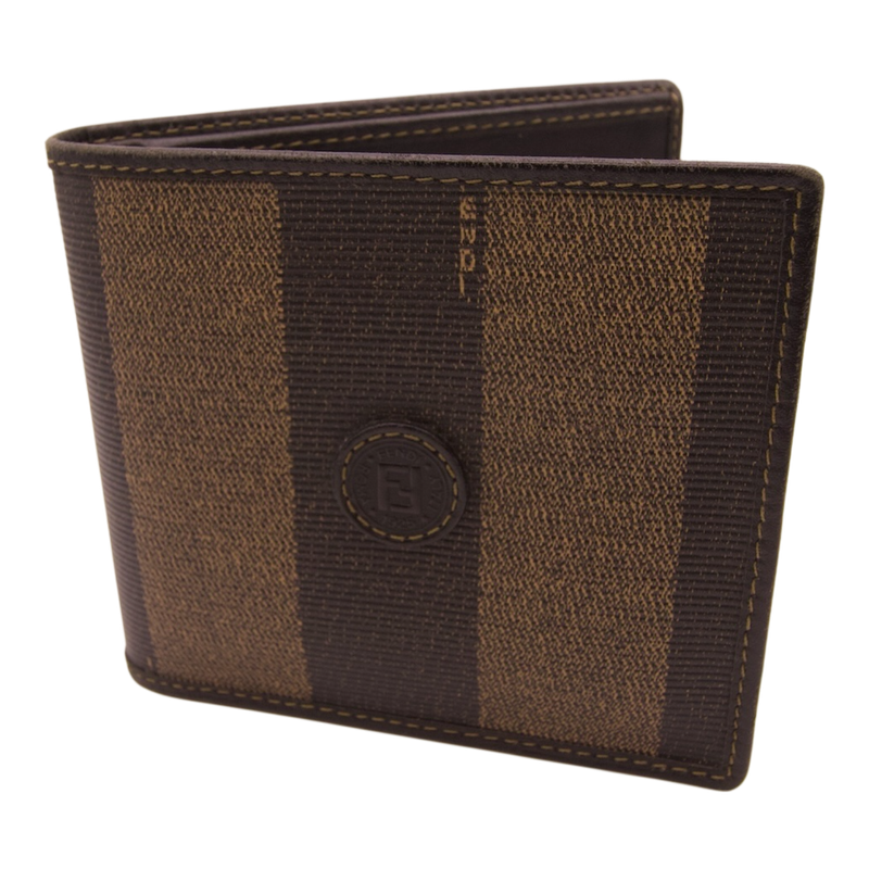 Fendi Pequin stripe coated canvas bifold wallet