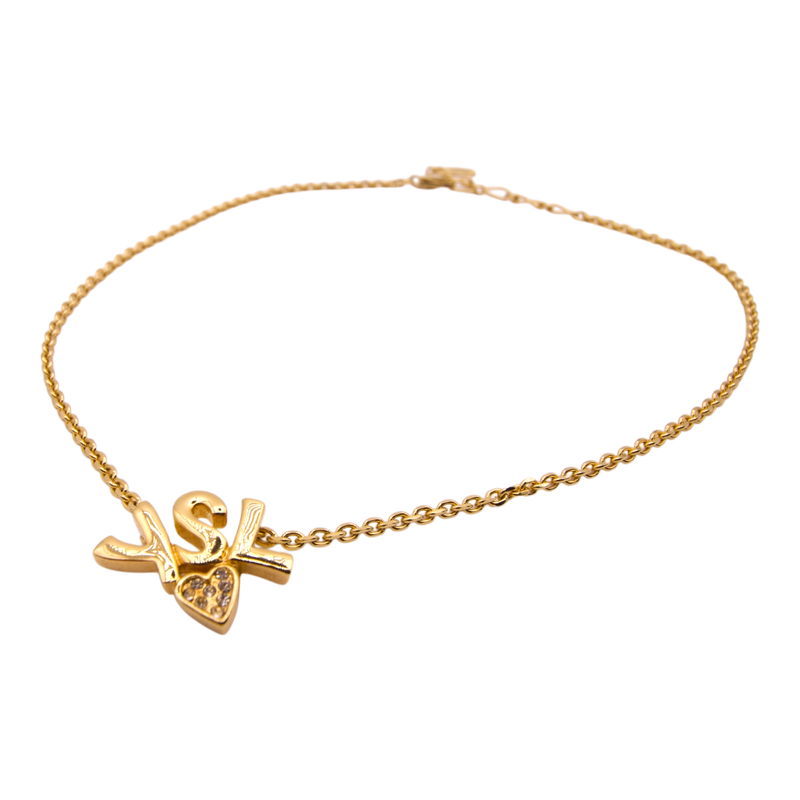 Saint Laurent YSL Logo Necklace Gold-Tone Metal