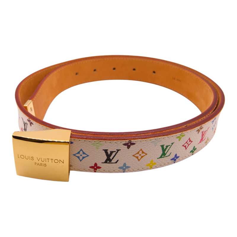 Louis Vuitton Takashi Murakami Monogram belt with gold buckle