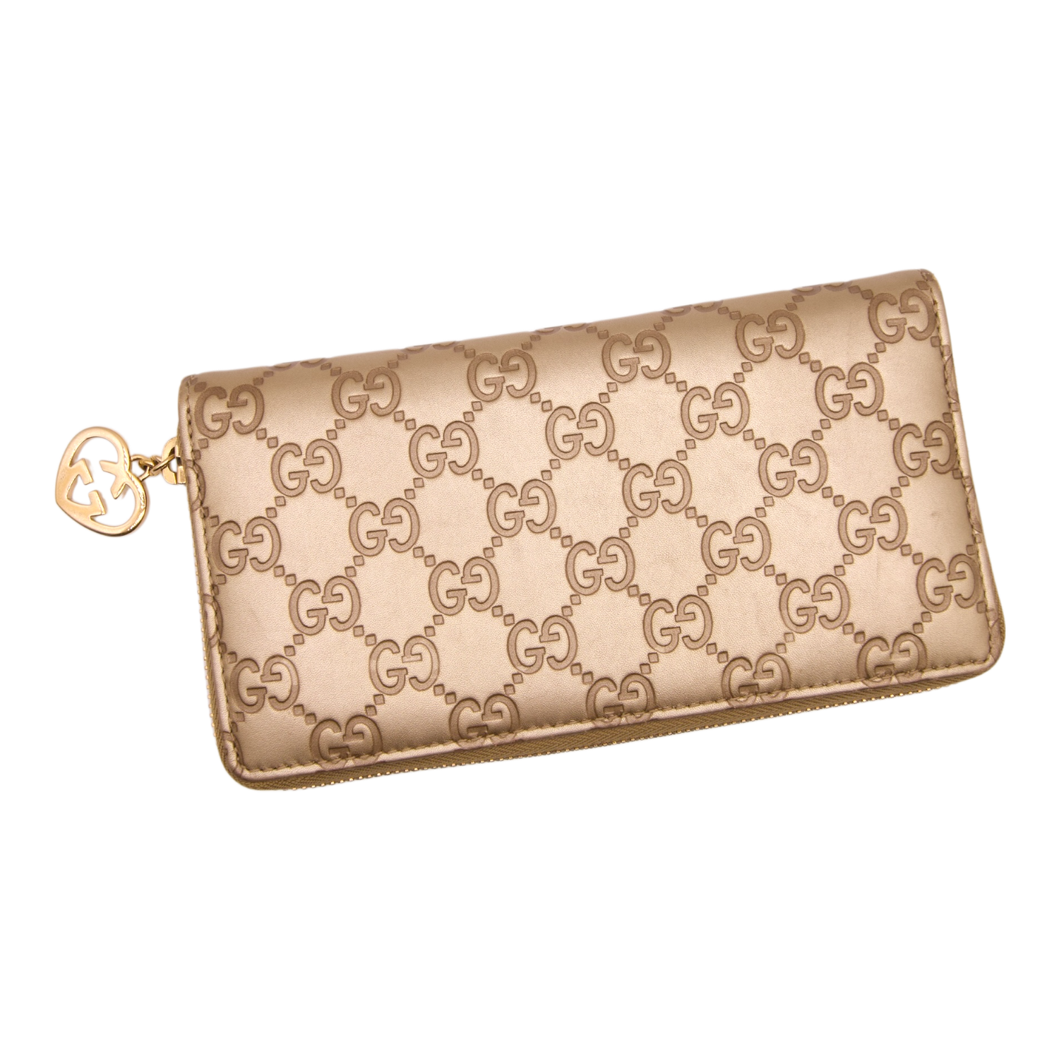 Gucci Guccissima Zip Wallet in light gold leather