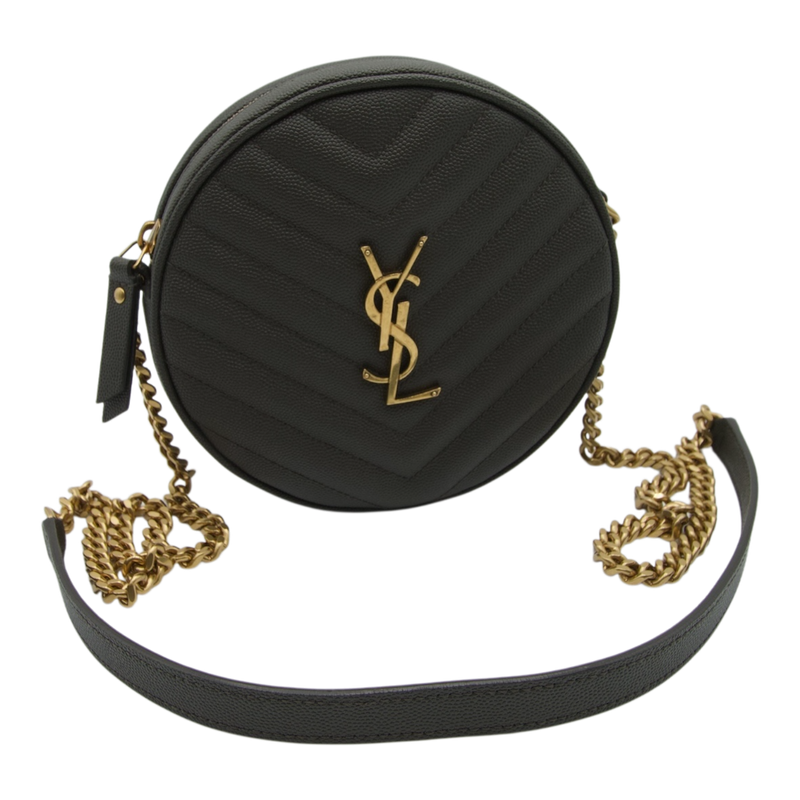 Saint Laurent Cassandre Round Crossbody, Gray