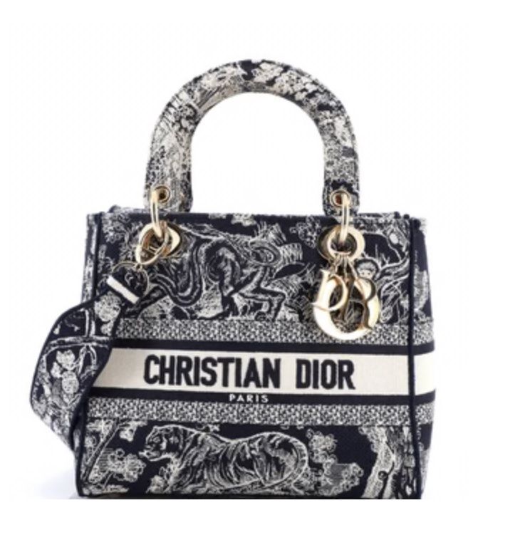 Dior Lady D-Lite Medium Bag Navy Raffia Toile de Jouy Sauvage Embroidery