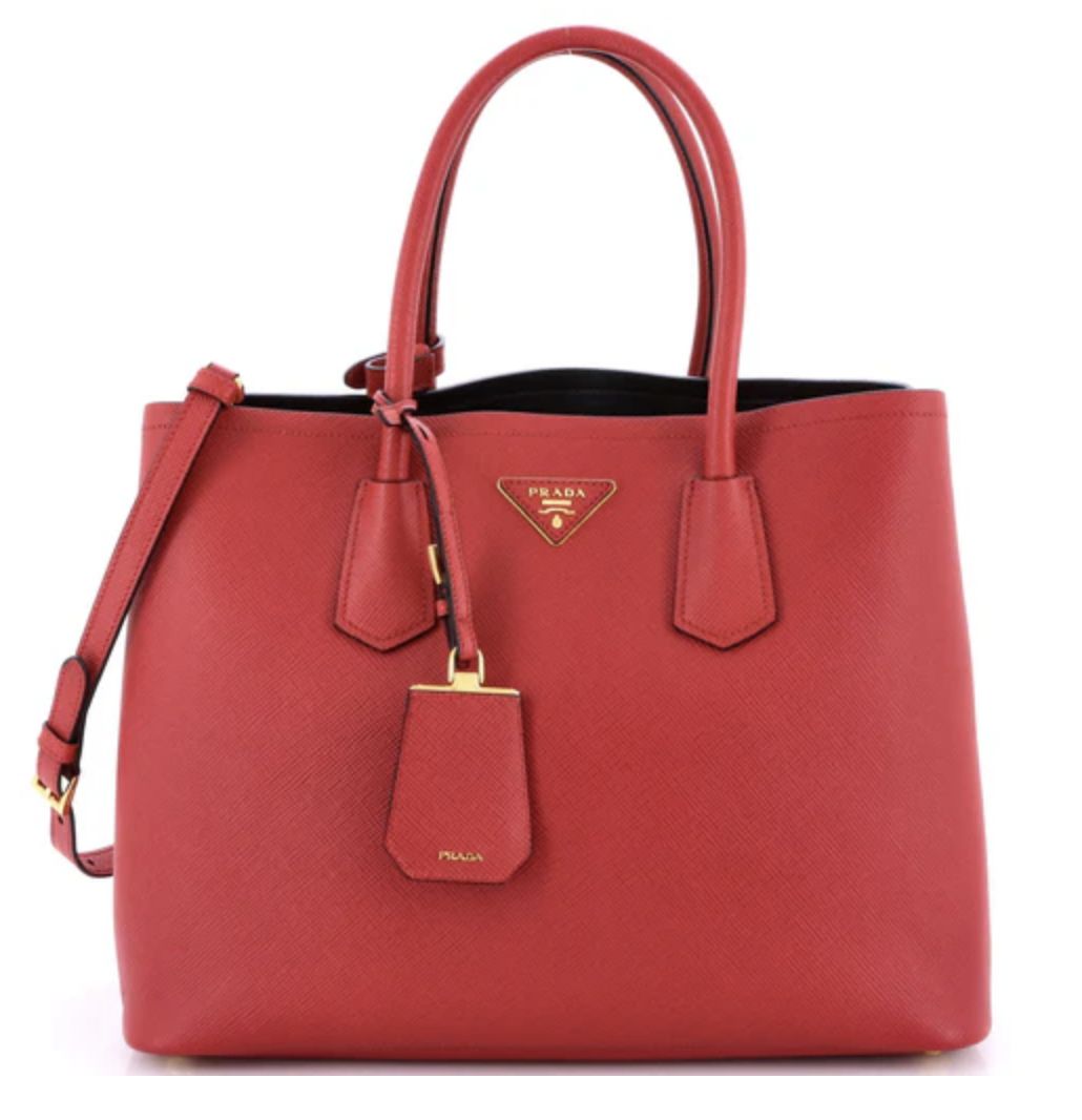 Prada Cuir Double Tote Large Red Saffiano Leather
