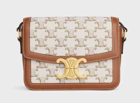 Celine Triomphe Teen Bag Cream Canvas Calfskin Trim