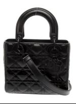 Dior Lady Dior Mini Black Bi-Leather Cannage