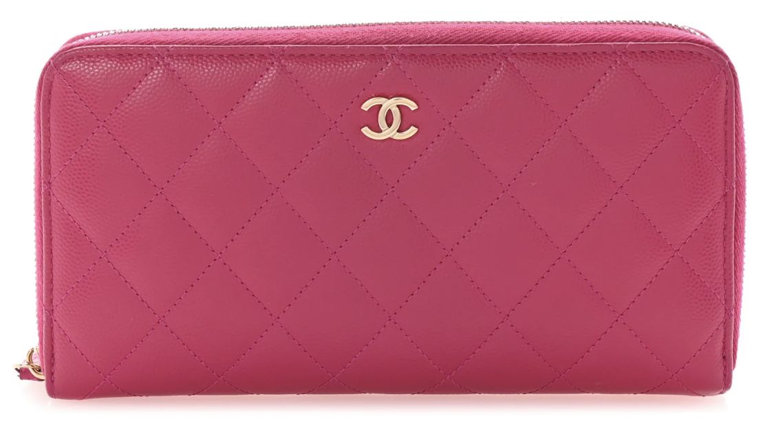 Chanel Caviar Bifold Wallet Bubblegum Pink