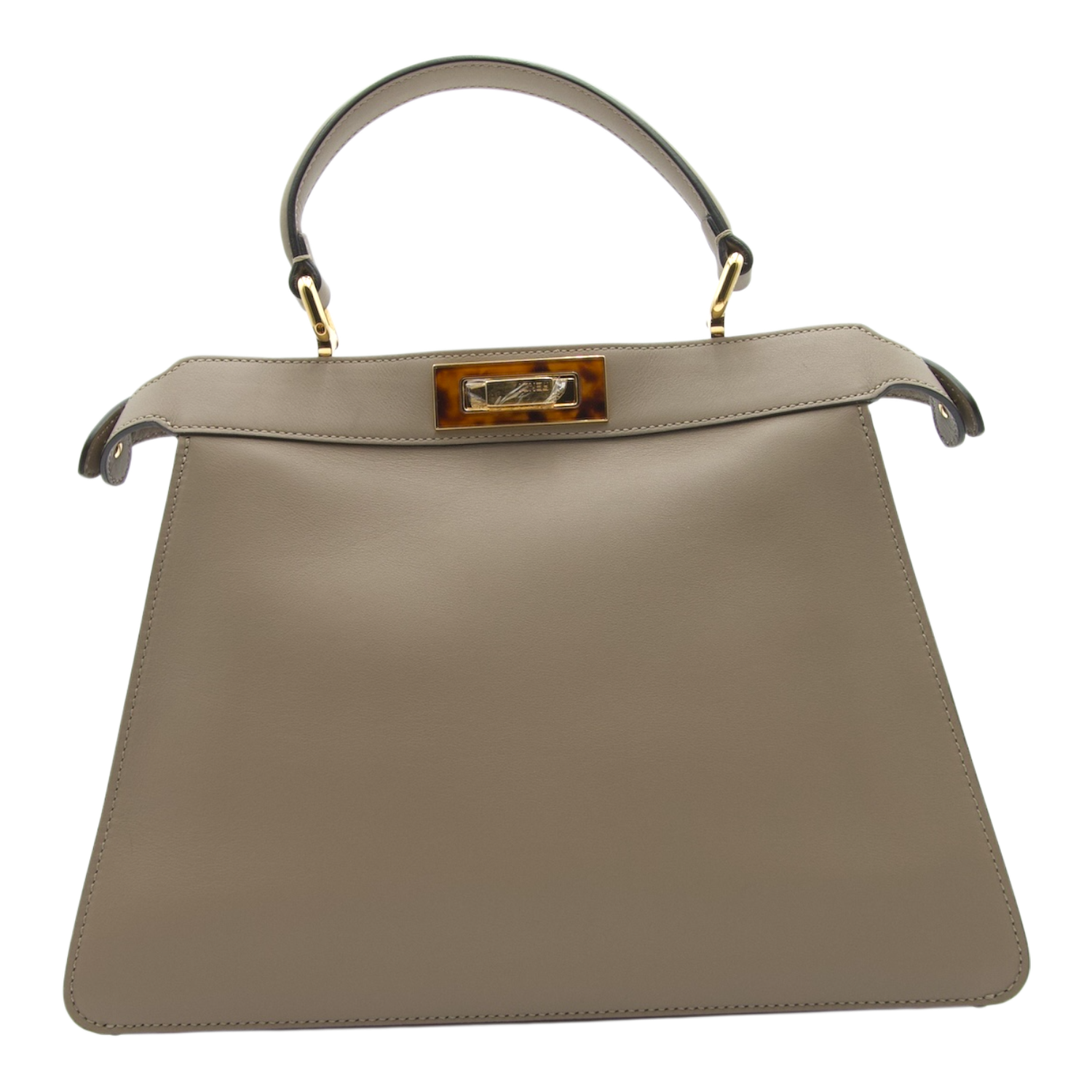Fendi Peekaboo Medium Taupe Smooth Leather Gold Hardware