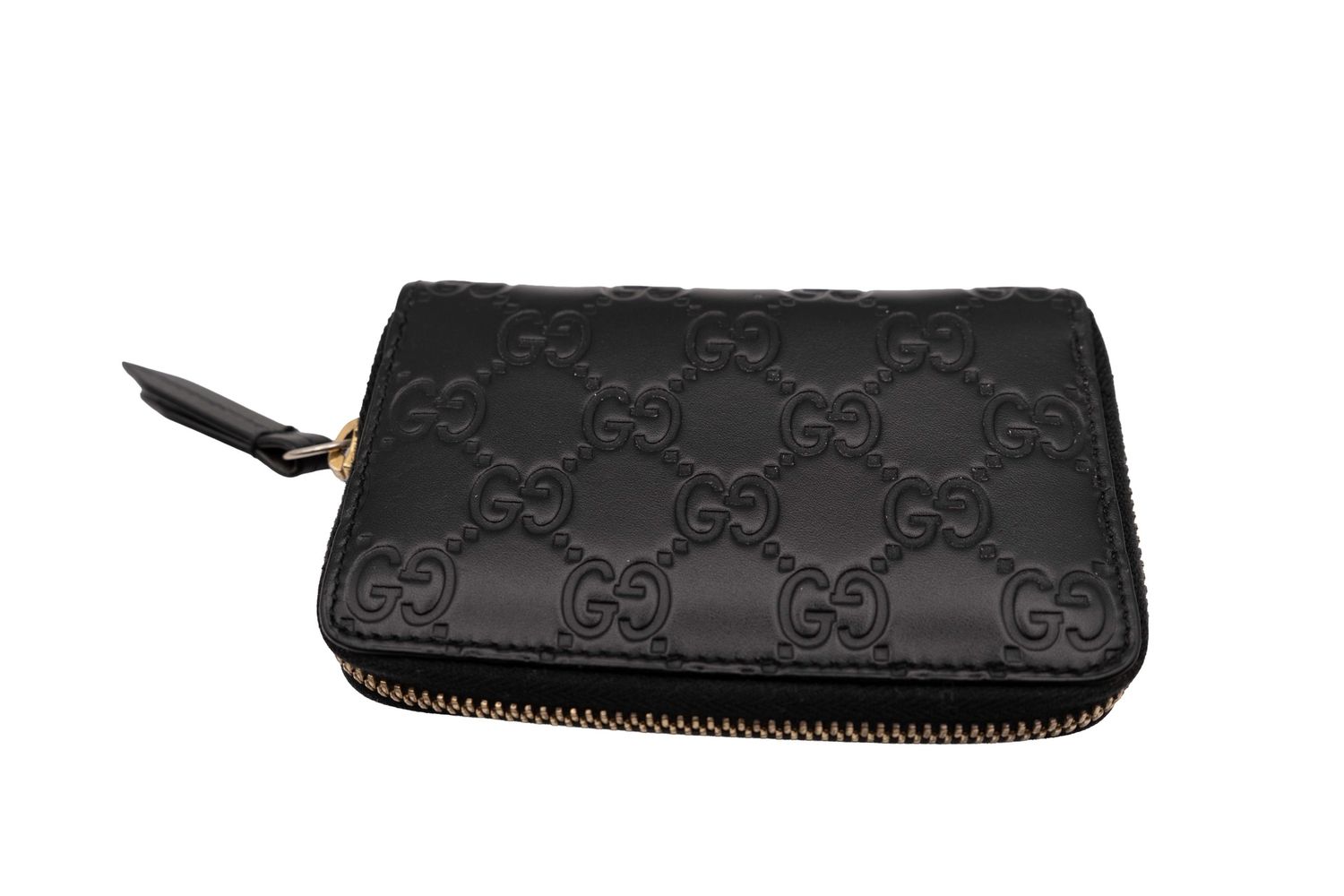 Gucci Guccissima Zip Around Card Case Black