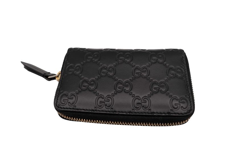 Gucci Guccissima Zip Around Card Case Black