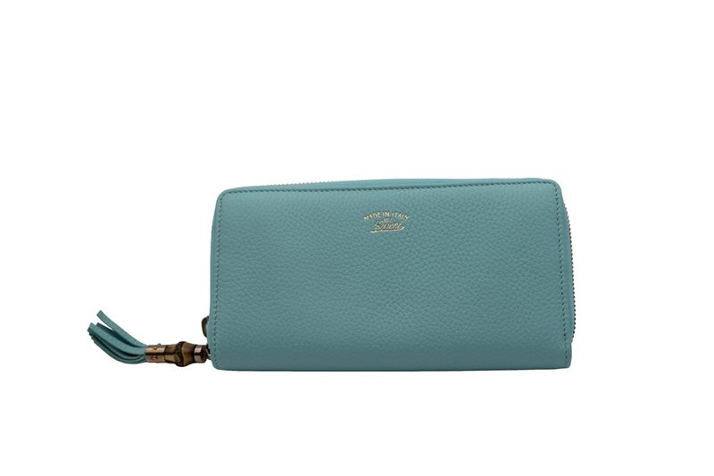 Gucci Bamboo Blue Round Long Wallet