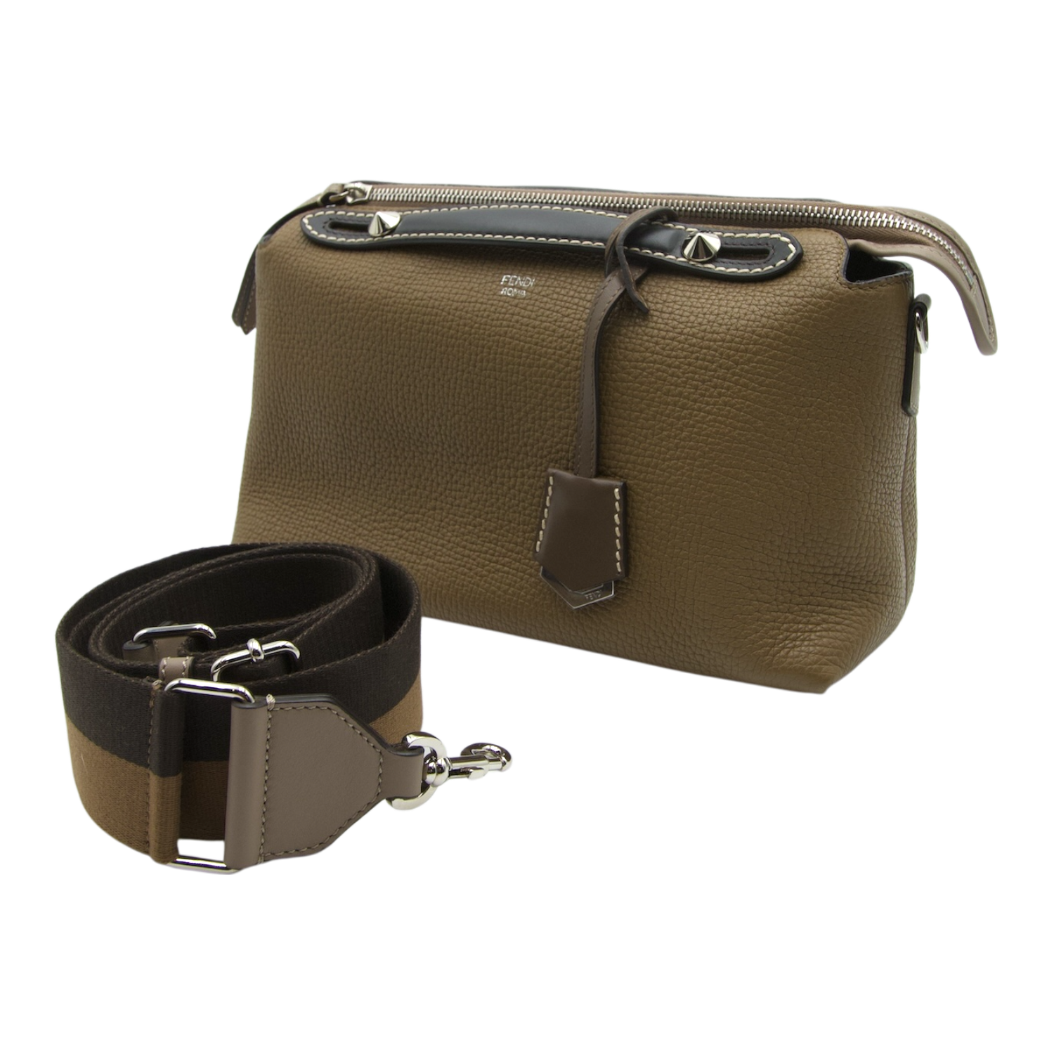 Fendi By The Way Medium Boston Bag Beige and Brown