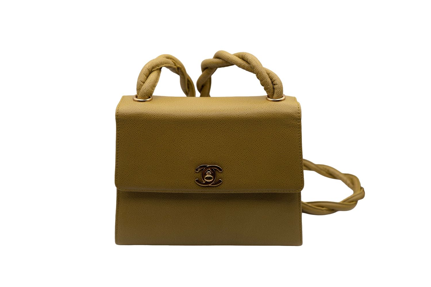 Chanel Vintage Kelly Twisted Shoulder Bag Mustard
