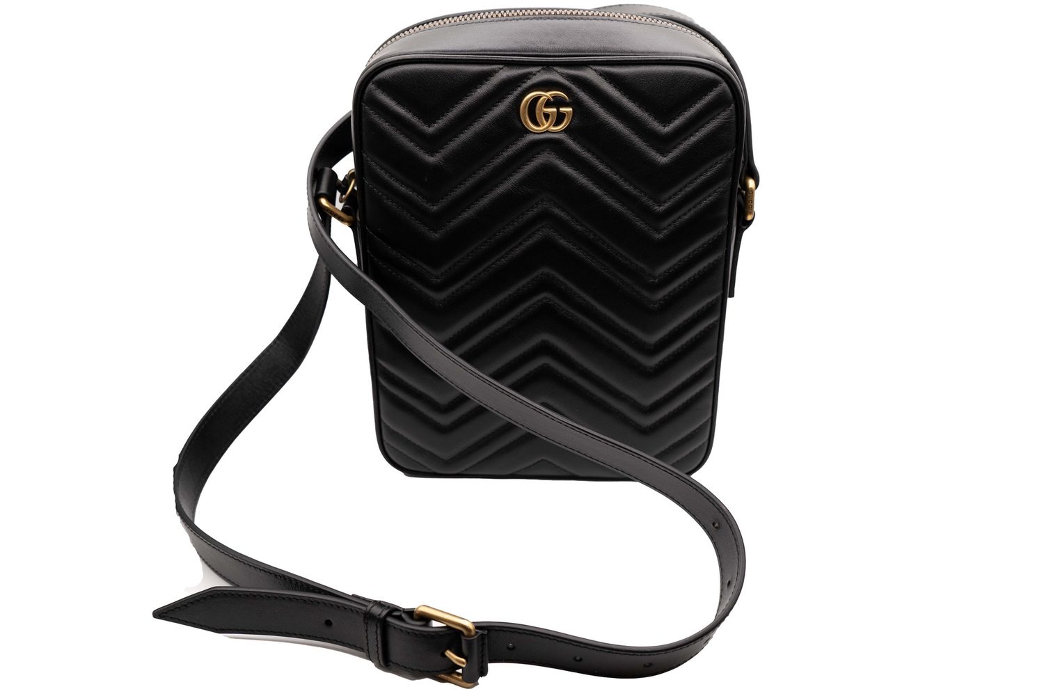 Gucci Matelasse GG Marmont Messenger Black Bag