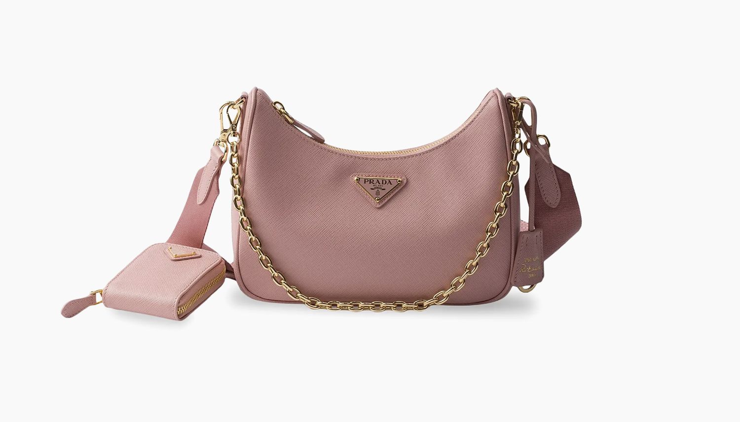 Prada Saffiano Small Pink Leather 2 Way Bag