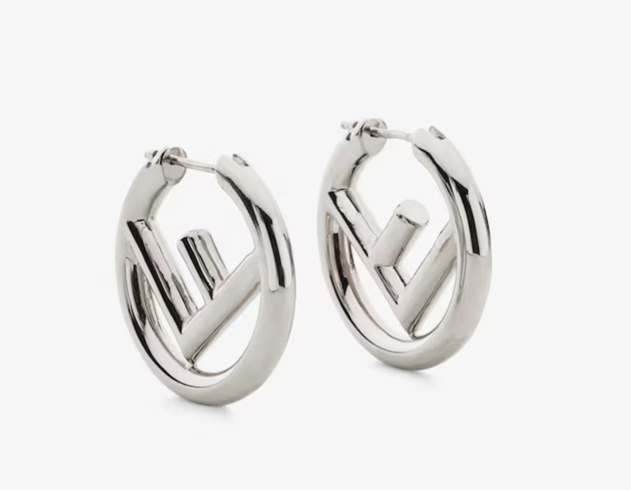 Fendi F Is Fendi Hoop Earrings Silver
