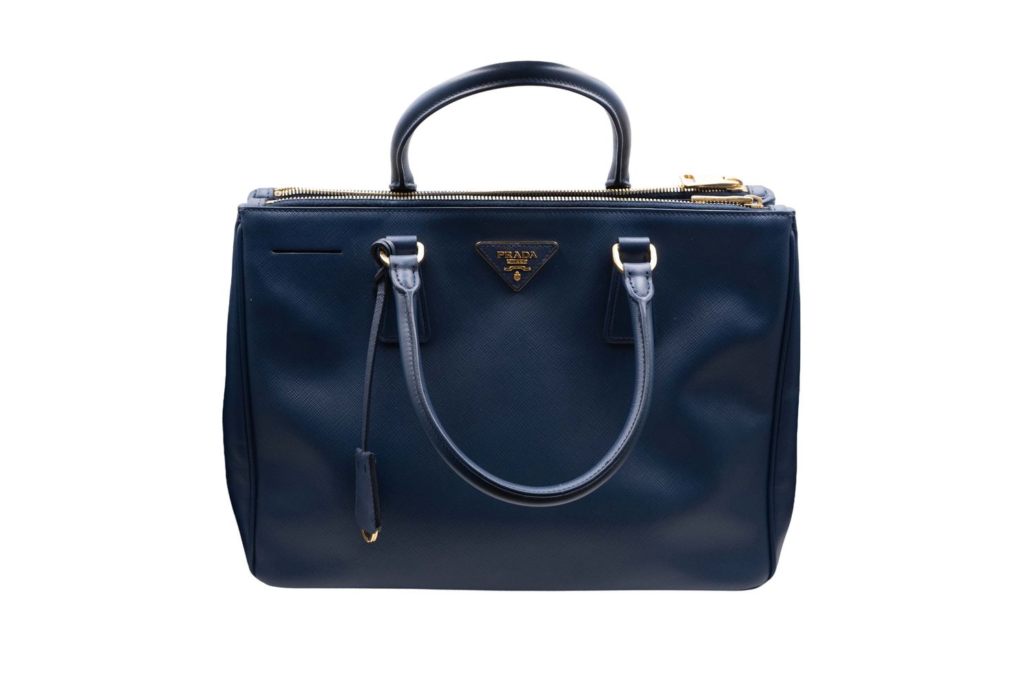 Prada Saffiano Leather Galleria Double Zip Navy