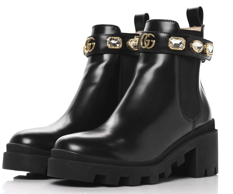 Gucci Crystal GG Trip Chelsea Ankle Boots
