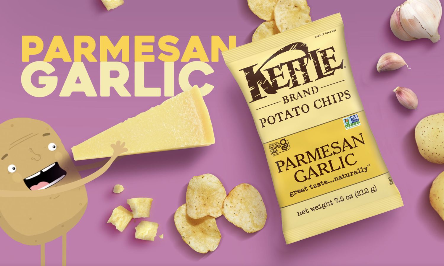 KETTLE PARMESAN GARLIC POTATO CHIPS 5OZ