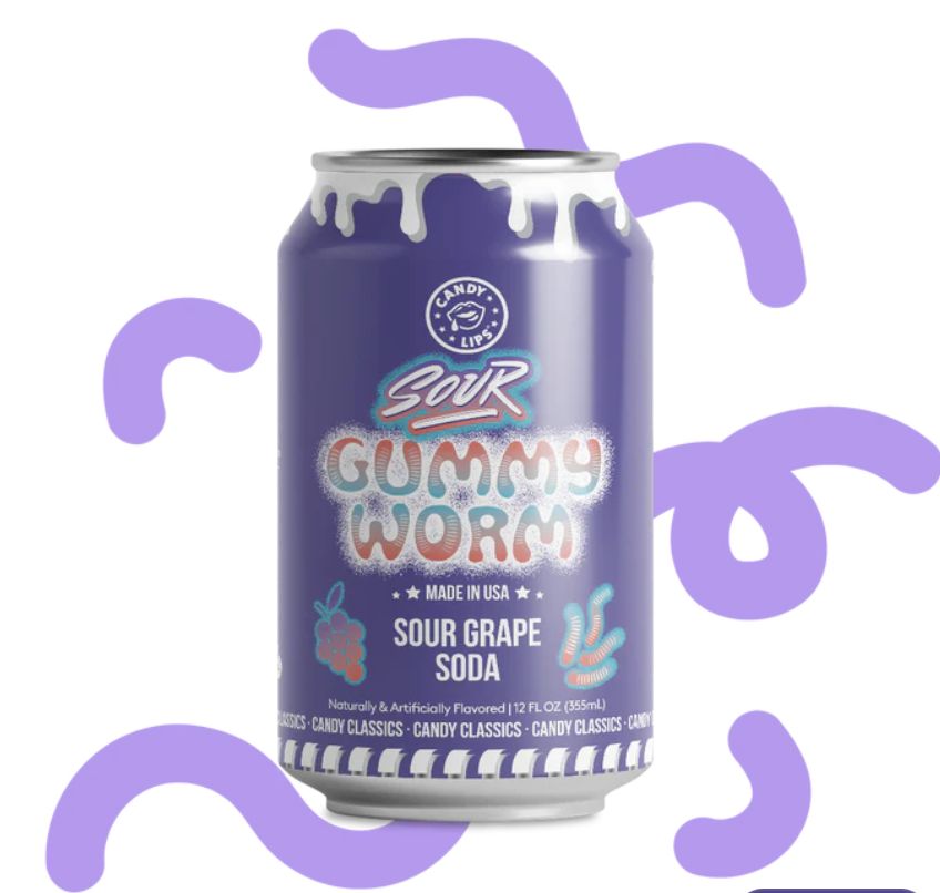 CANDY LIPS SOUR GUMMY WORM SODA