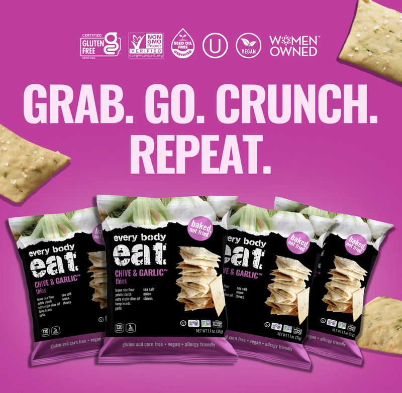 EVERY BODY EAT. CHIVE &amp; GARLIC THINS