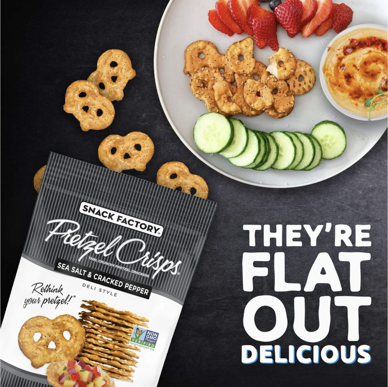 SNACK FACTORY PRETZEL CRISPS SEA SALT &amp; CRACKED PEPPER