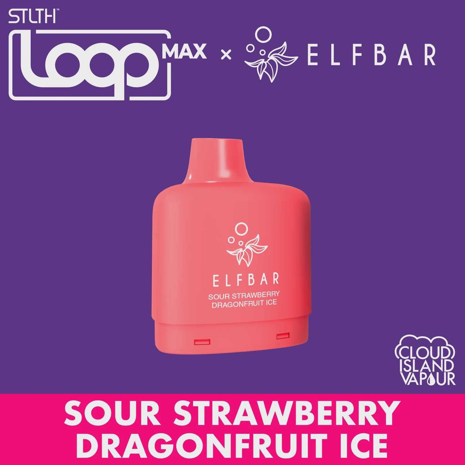 STLTH Loop Max  x  Elf Bar - Sour Strawberry Dragonfruit Ice - 50K