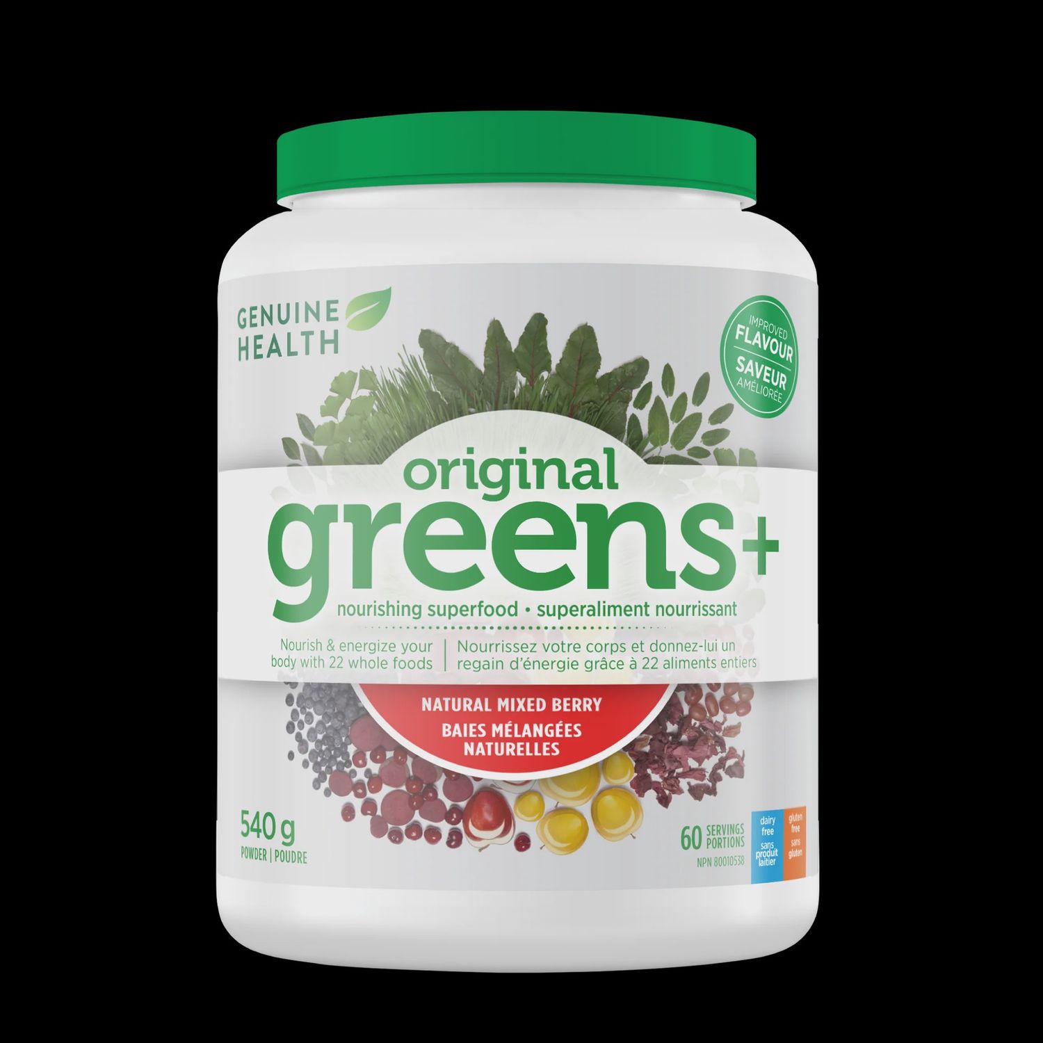 Genuine Health Greens+ Natural 50 Servings, Flavor: Mixed Berry
