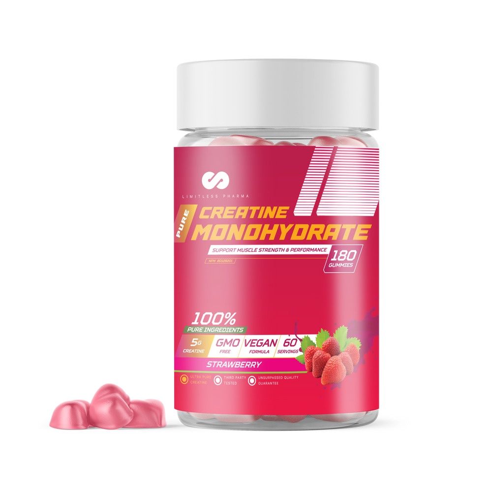 Limitless Pharma Pure Creatine Gummies 60 Servings, Flavor: Strawberry