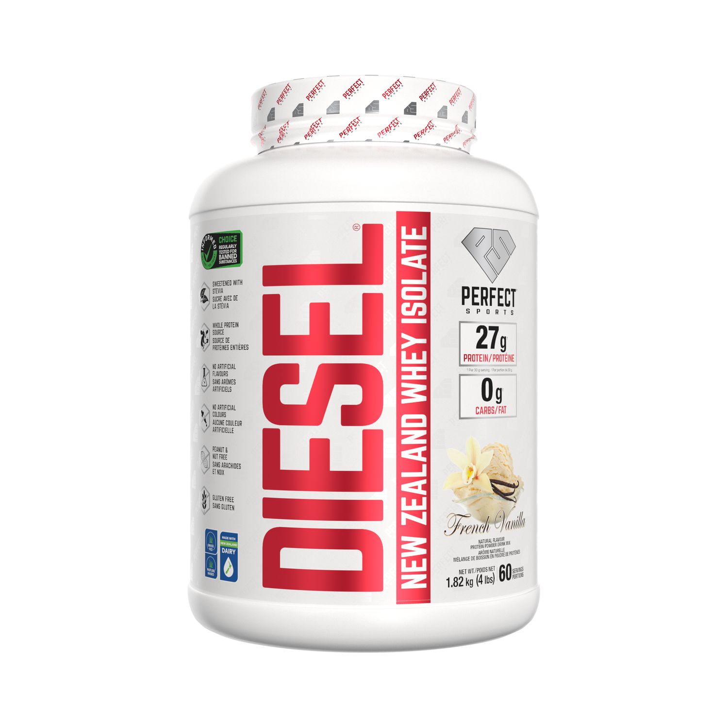 Perfect Sports Diesel New Zealand Whey Isolate 4LB, Flavor: French Vanilla